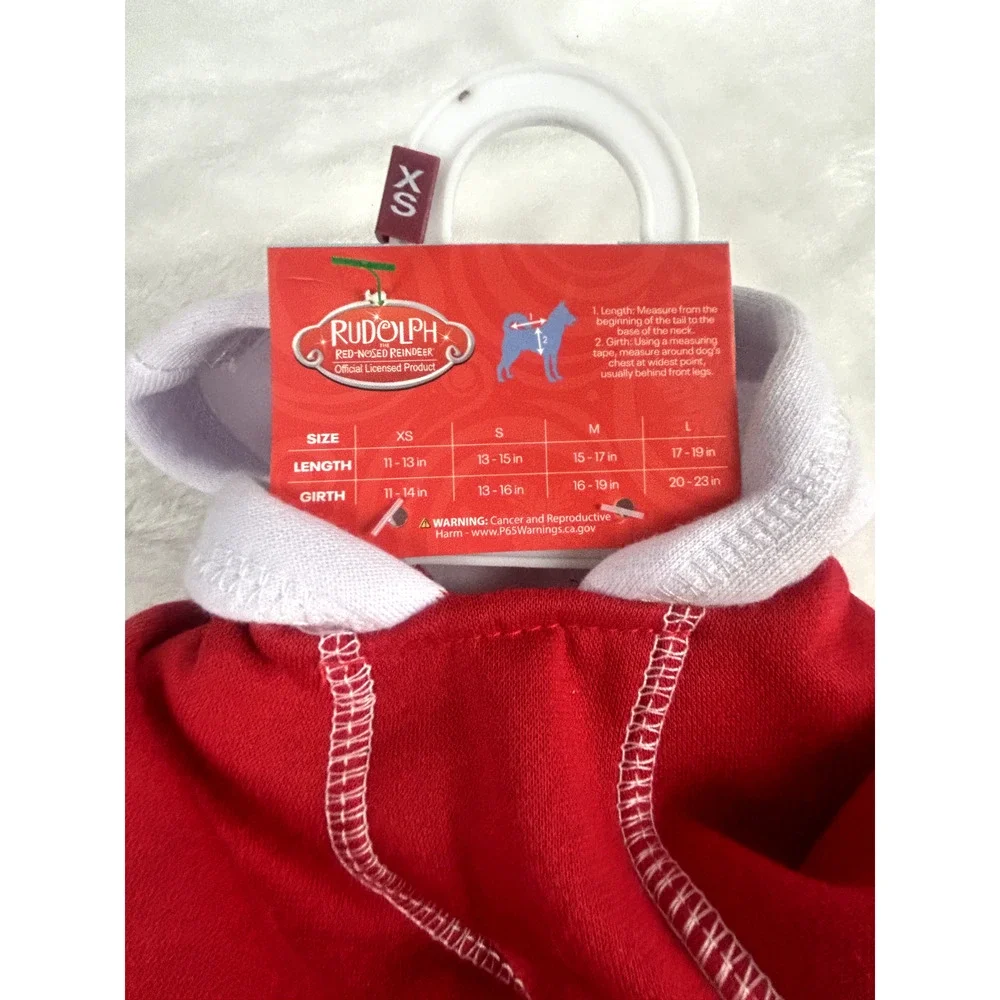 NEW Rudolph the Red-Nosed Reindeer Pet Dog Hoodie Size‎ XS 11-13